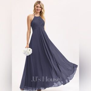 JJ’s House A-line Scoop Floor-Length Chiffon Bridesmaid Dress Pleated Bodice 16